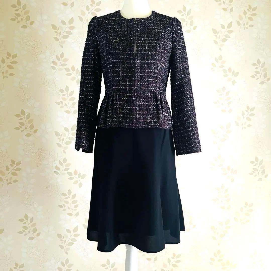 【ANAYI】華やかセットアップ　ノーカラージャケット３６＆フレアスカート７