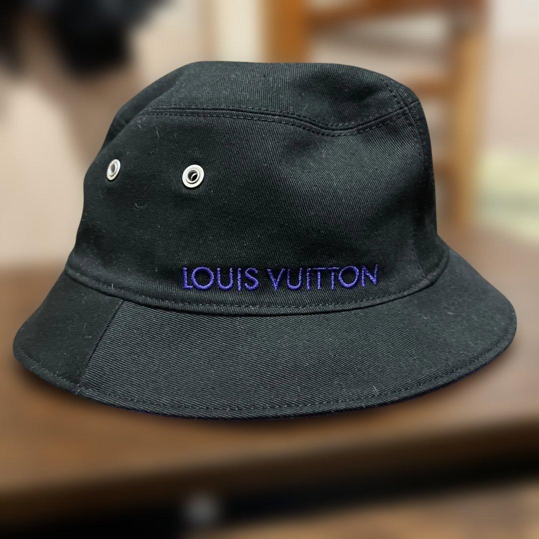 LOUIS VUITTON バケットハット 黒 紫 リバーシブル