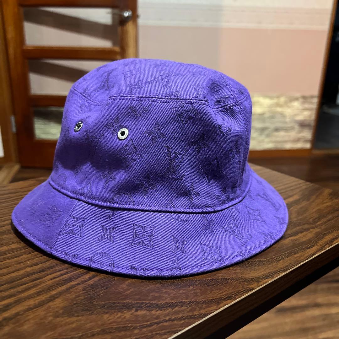 LOUIS VUITTON バケットハット 黒 紫 リバーシブル