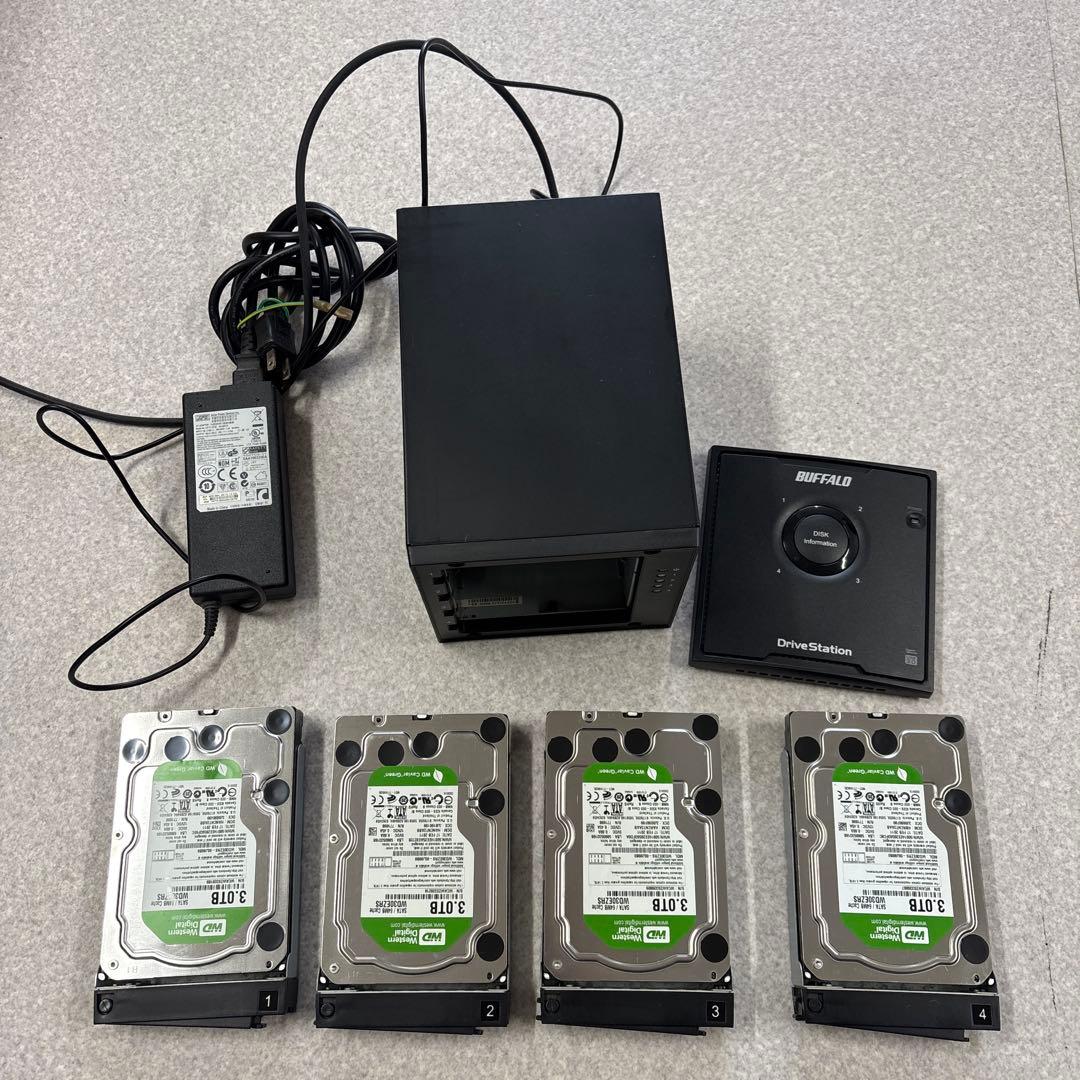 RAID対応 外付けHDDケース 4ベイ WD 3TB×4台 USB接続