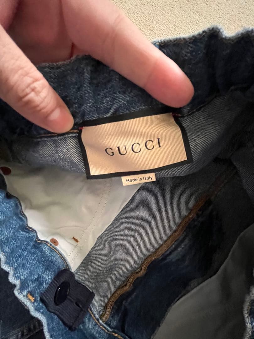 新品タグ付！グッチGUCCI★スクエアラインストーンデニムパンツ26