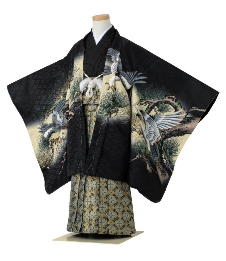 七五三 5歳 13点フルセット 黒 ブラック 羽織袴セット753 5歳男の子着物