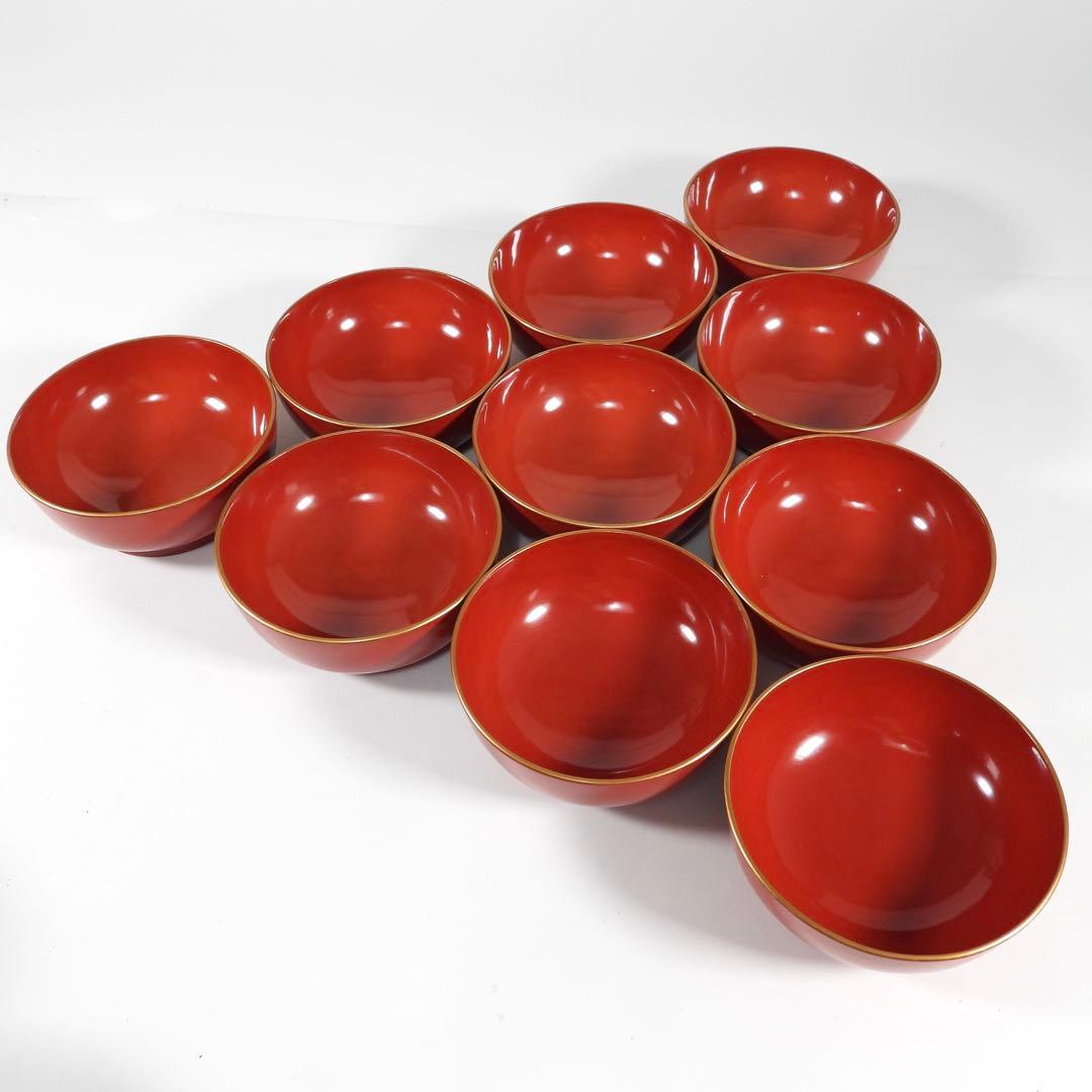 金蒔絵 千羽鶴 煮物椀 10客 木製漆器 天然木 輪島金沢能登 汁椀　蓋碗