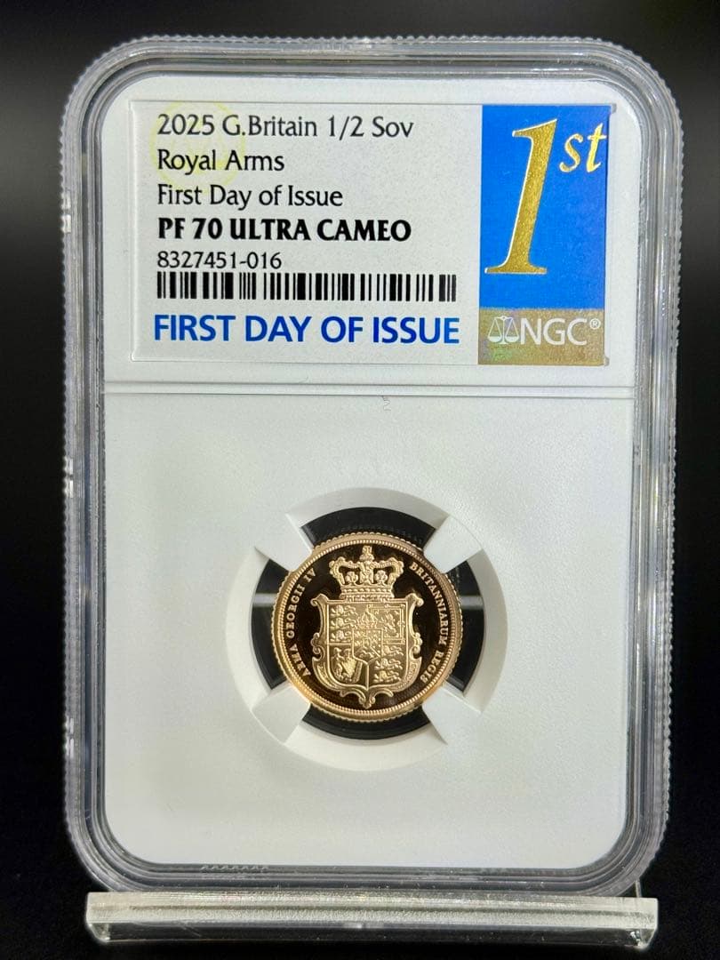 2025 チャールズ3世 ロイヤルアームズ 1/2ソブリンPF70UC FODI