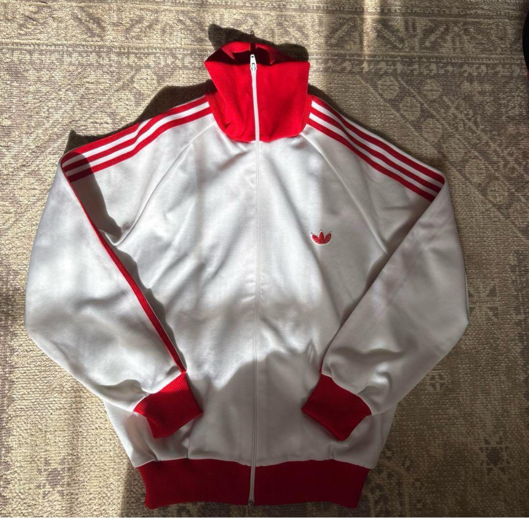 [美品]80s adidas トラックジャケット white(白)×red(赤)