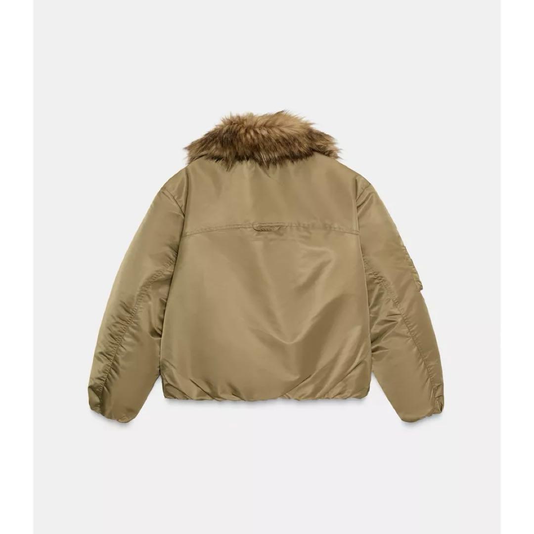 新品 ZARA ザラ フェイクファー襟 ボンバージャケット ZW M