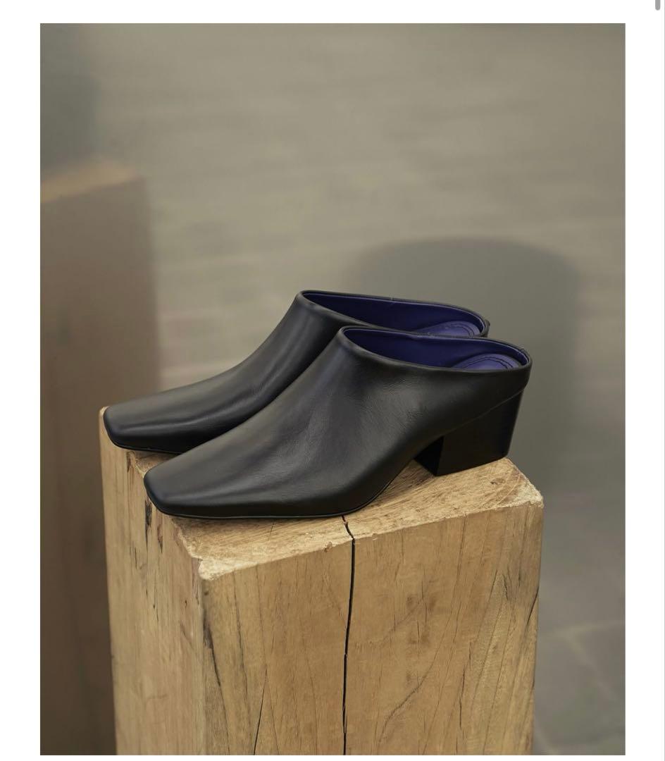 靴 Squaretoe Leather Sabot todayful