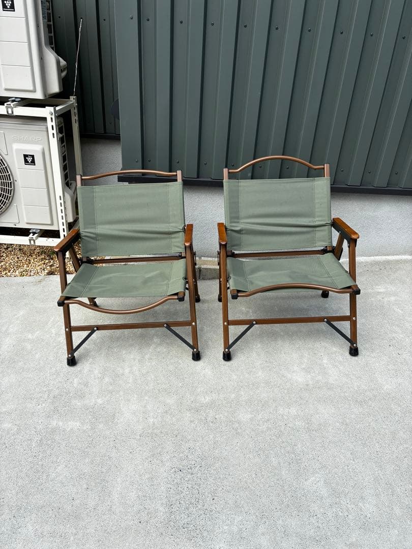 アウトドアチェア 折りたたみ式 グリーン 2脚セット