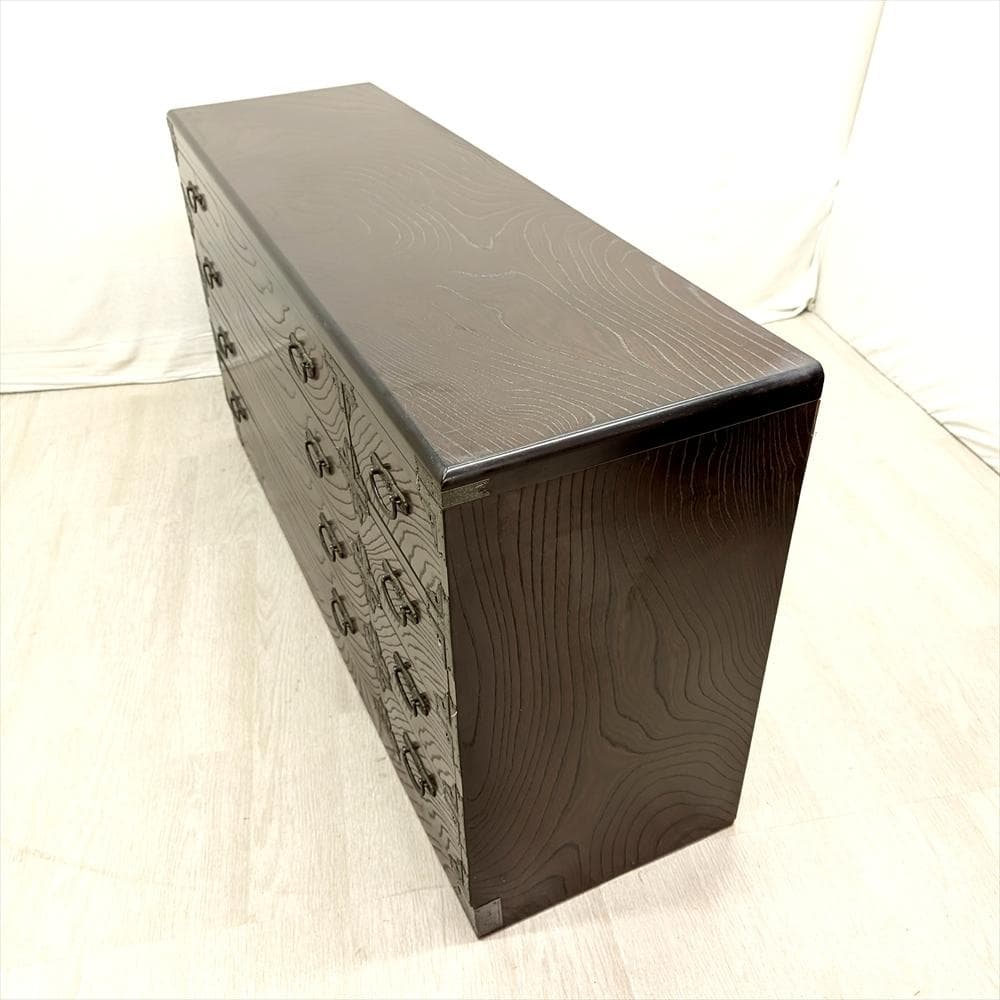 欅 ケヤキ　ローチェスト　ワイドチェスト　タンス　箪笥　引き出し　ドロワー　収納