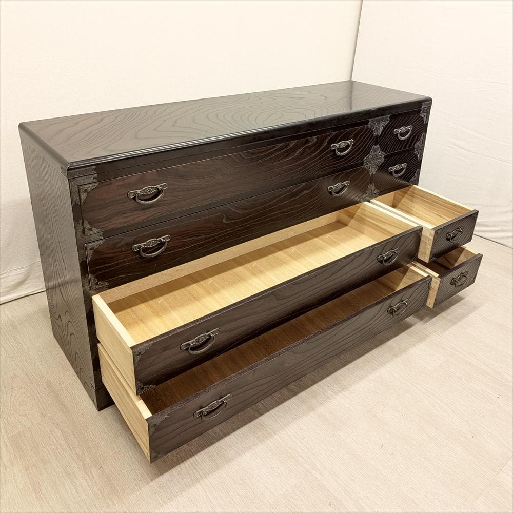 欅 ケヤキ　ローチェスト　ワイドチェスト　タンス　箪笥　引き出し　ドロワー　収納