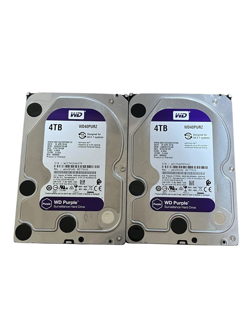 WD Purple 4TB HDD WD40PURZ 2台セット