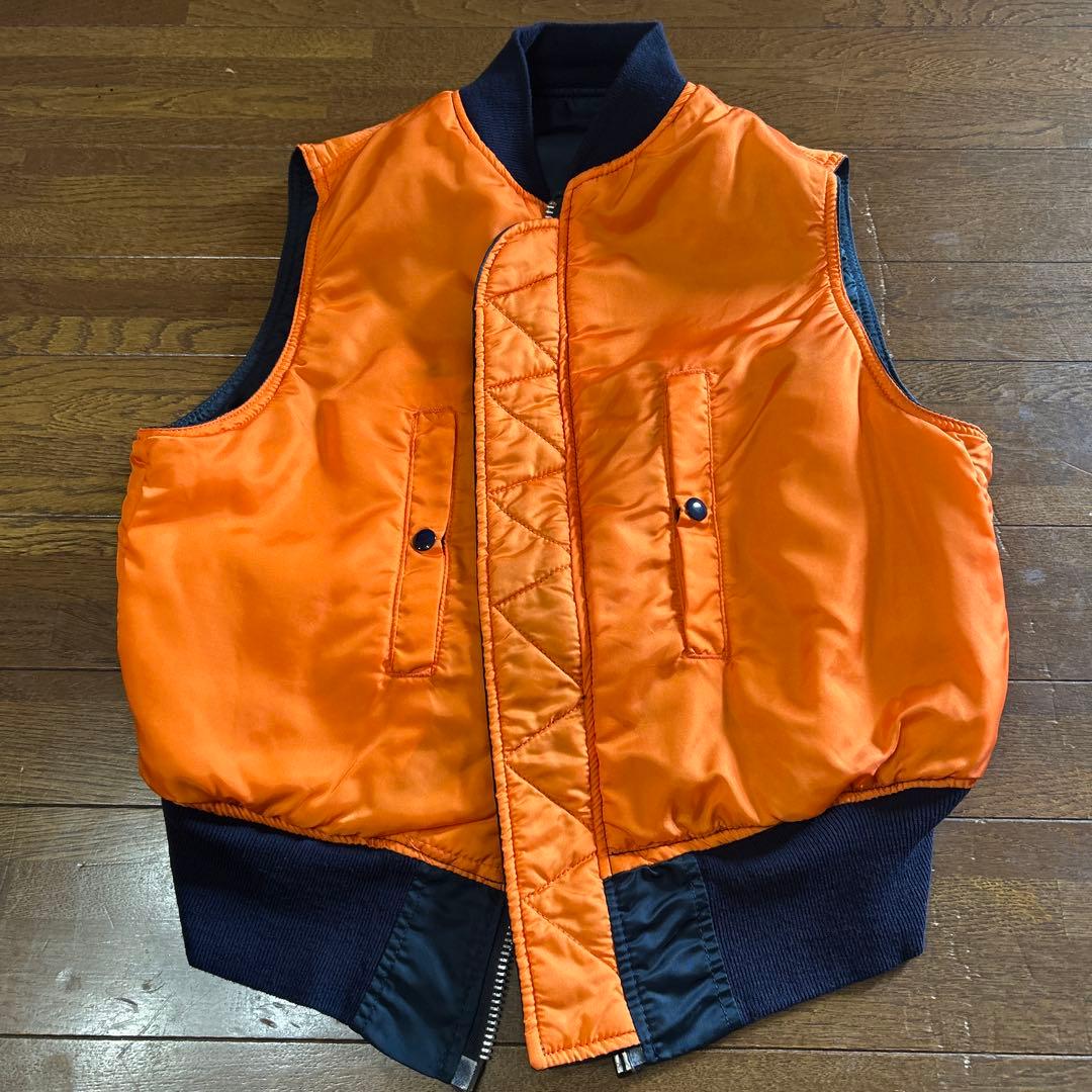 アルファ アメリカ製 MA-1 ネイビー オレンジ M ベスト リーバシブル