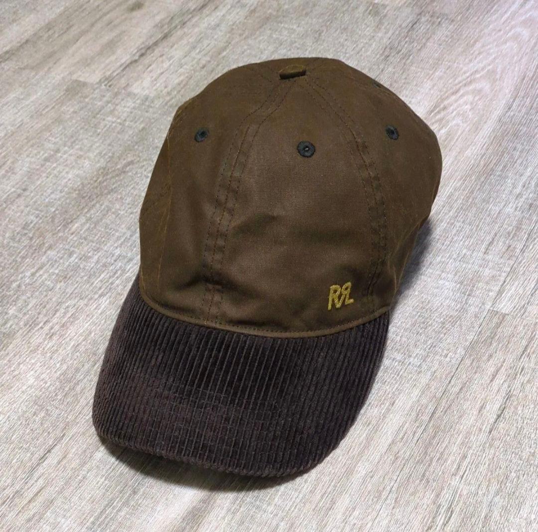 RRL ダブルアールエル コーデュロイオイルドキャップ ブラウン ロゴ刺繍