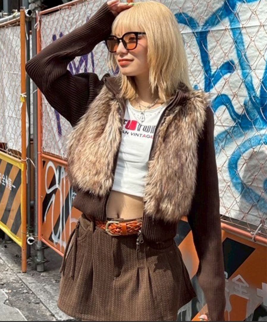 マルチWAYスタンドカラーFauxファーベスト