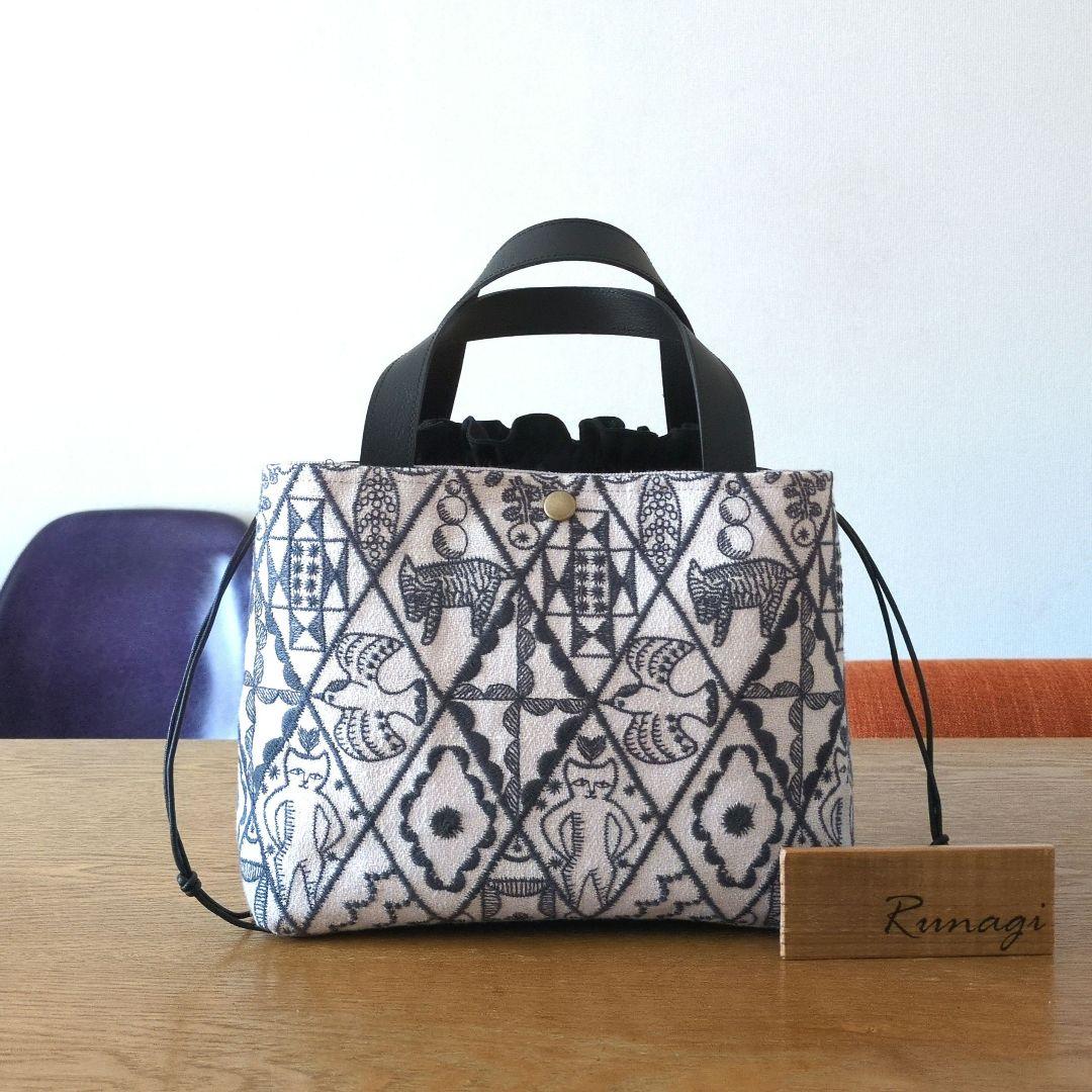 あおりポケットの巾着バッグ＊ミナペルホネン Symphony