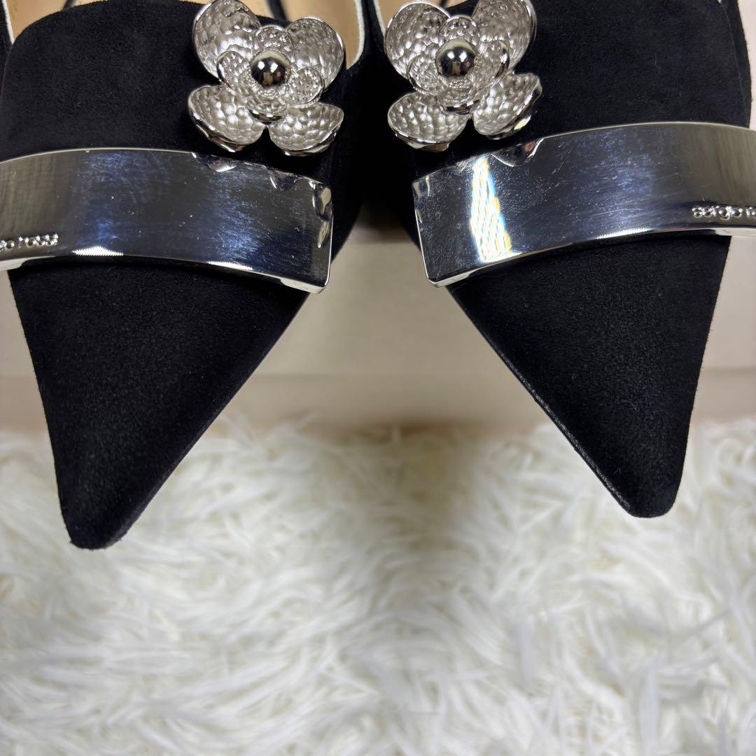 セルジオロッシ　パンプス　プレート　スエード　黒　ミュール　36