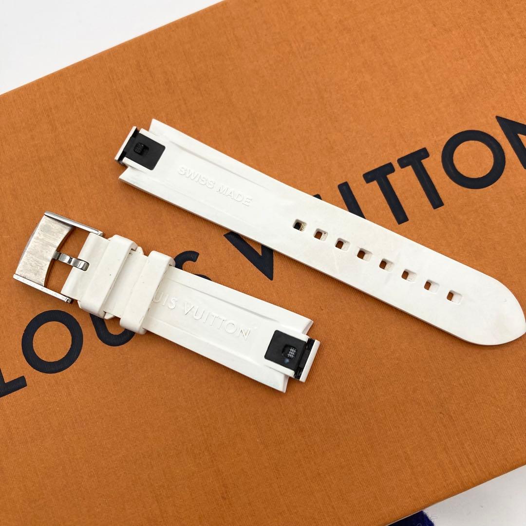 美品 ルイヴィトン タンブール ベルト モノグラム ワンタッチ ホライゾン 白