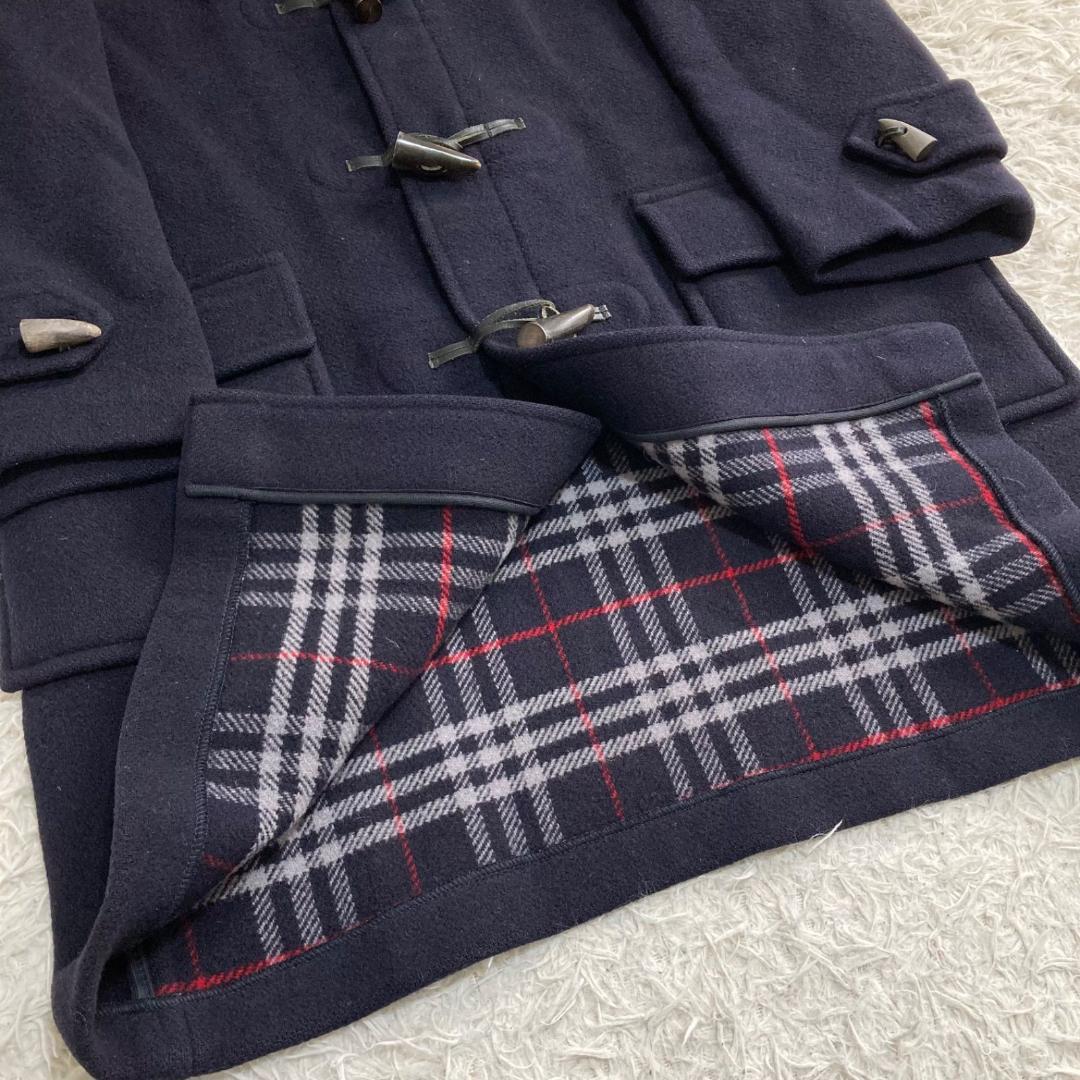 15888✨バーバリー ノバチェック ダッフルコート ウール ネイビー 英国製