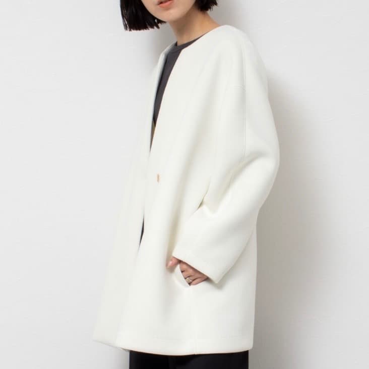 美品NOLLEY'Sノーリーズ　ダンボール　コートショート丈ホワイト