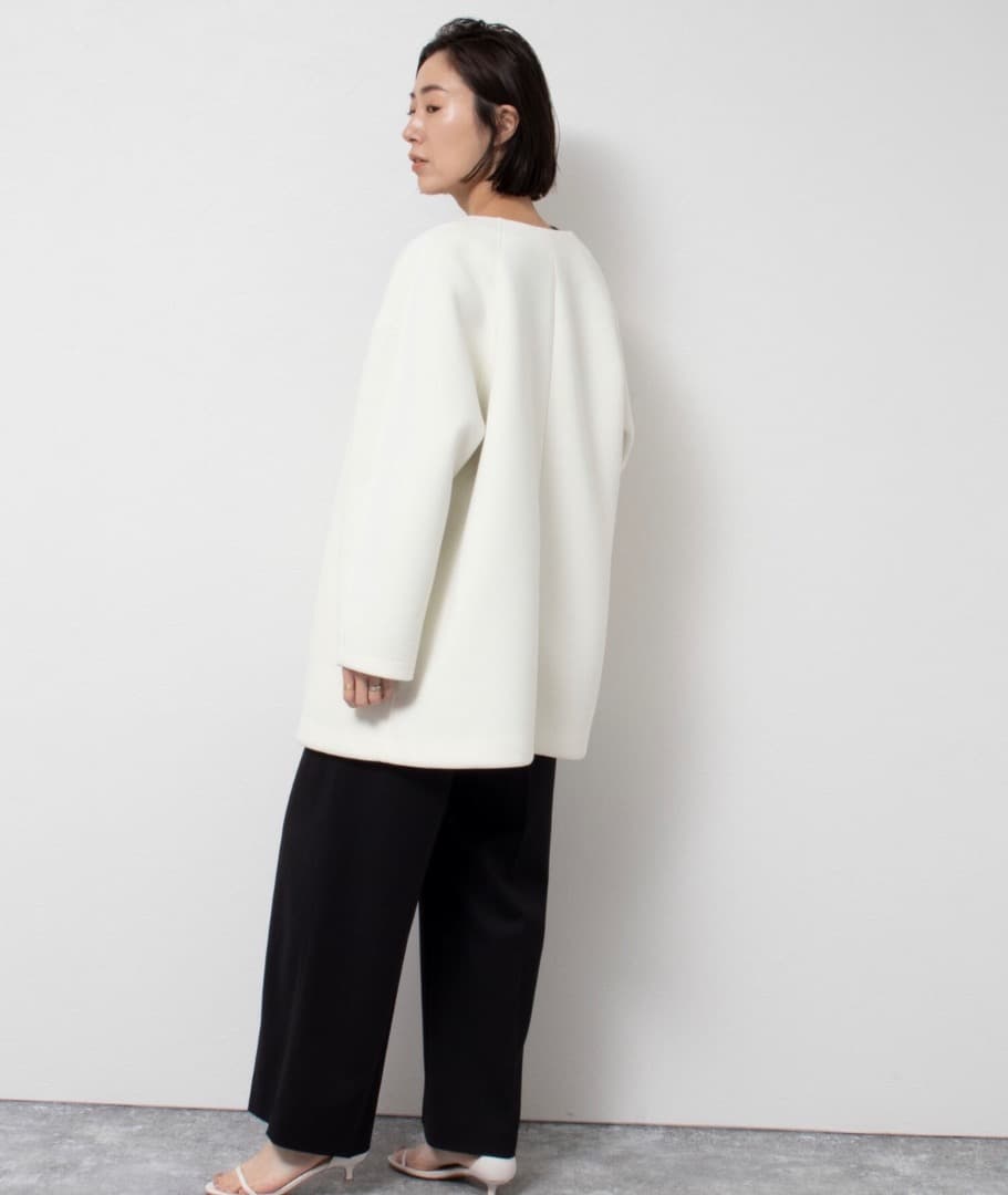 美品NOLLEY'Sノーリーズ　ダンボール　コートショート丈ホワイト