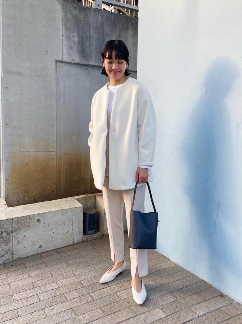 美品NOLLEY'Sノーリーズ　ダンボール　コートショート丈ホワイト