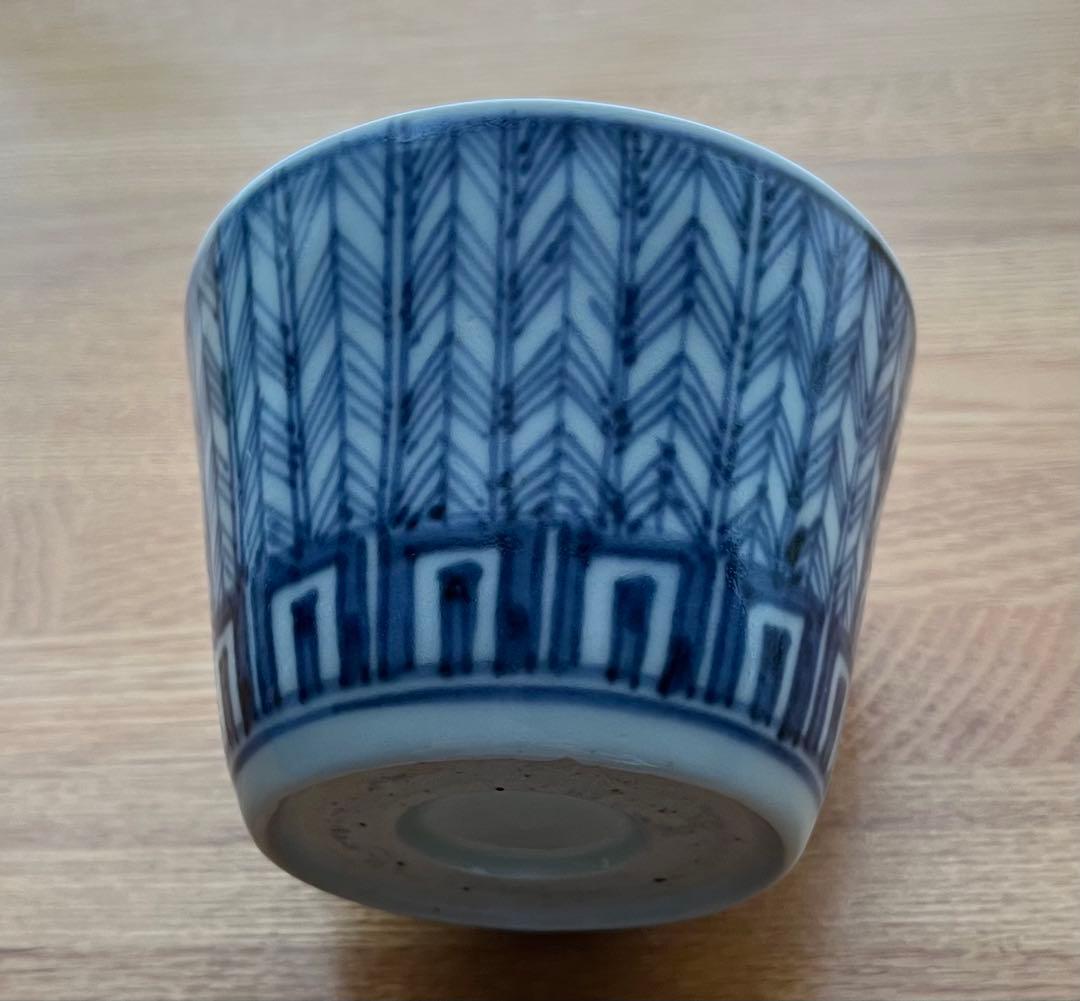 蕎麦猪口　古伊万里　矢羽根　染付　そば猪口　江戸時代　アンティーク　骨董　食器