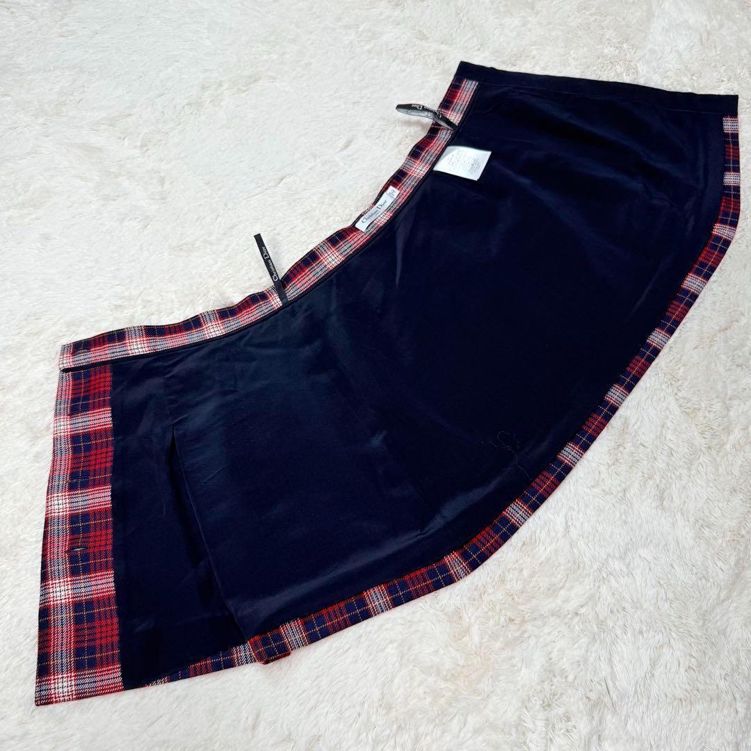 21AW⭐️美品⭐️クリスチャンディオール ラップスカート チェック CDボタン