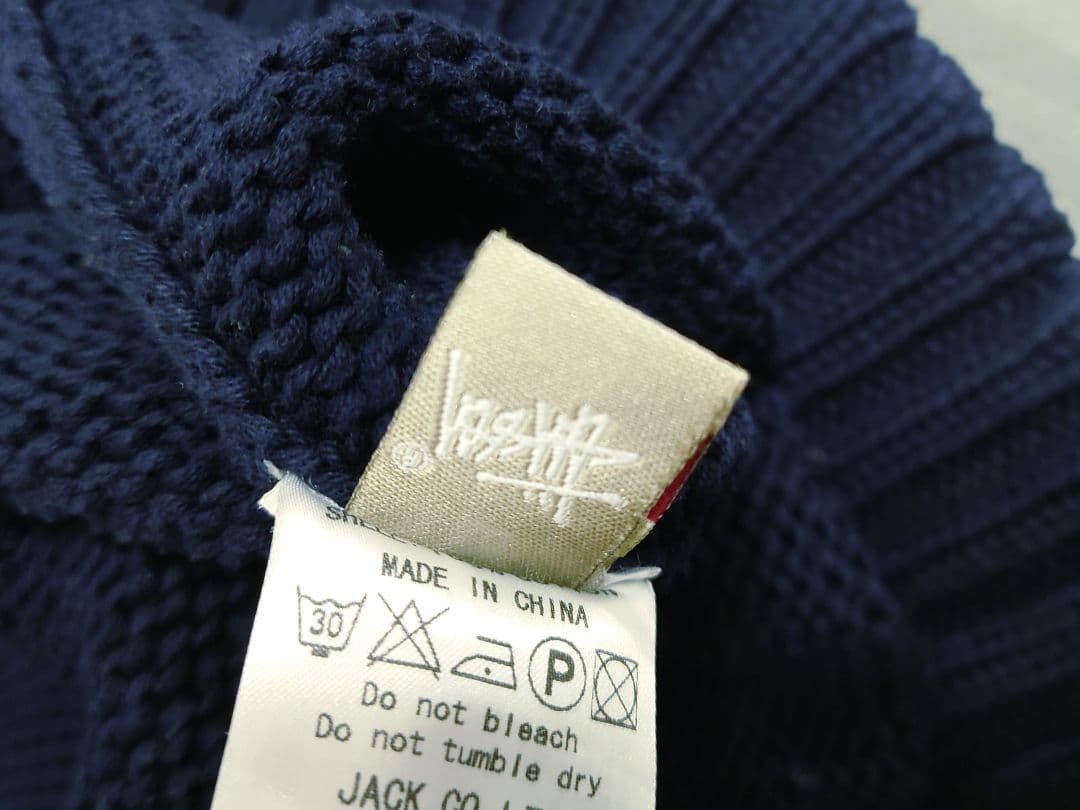 STUSSY ステューシー アメリカ国旗 星条旗コットンニット ネイビー L