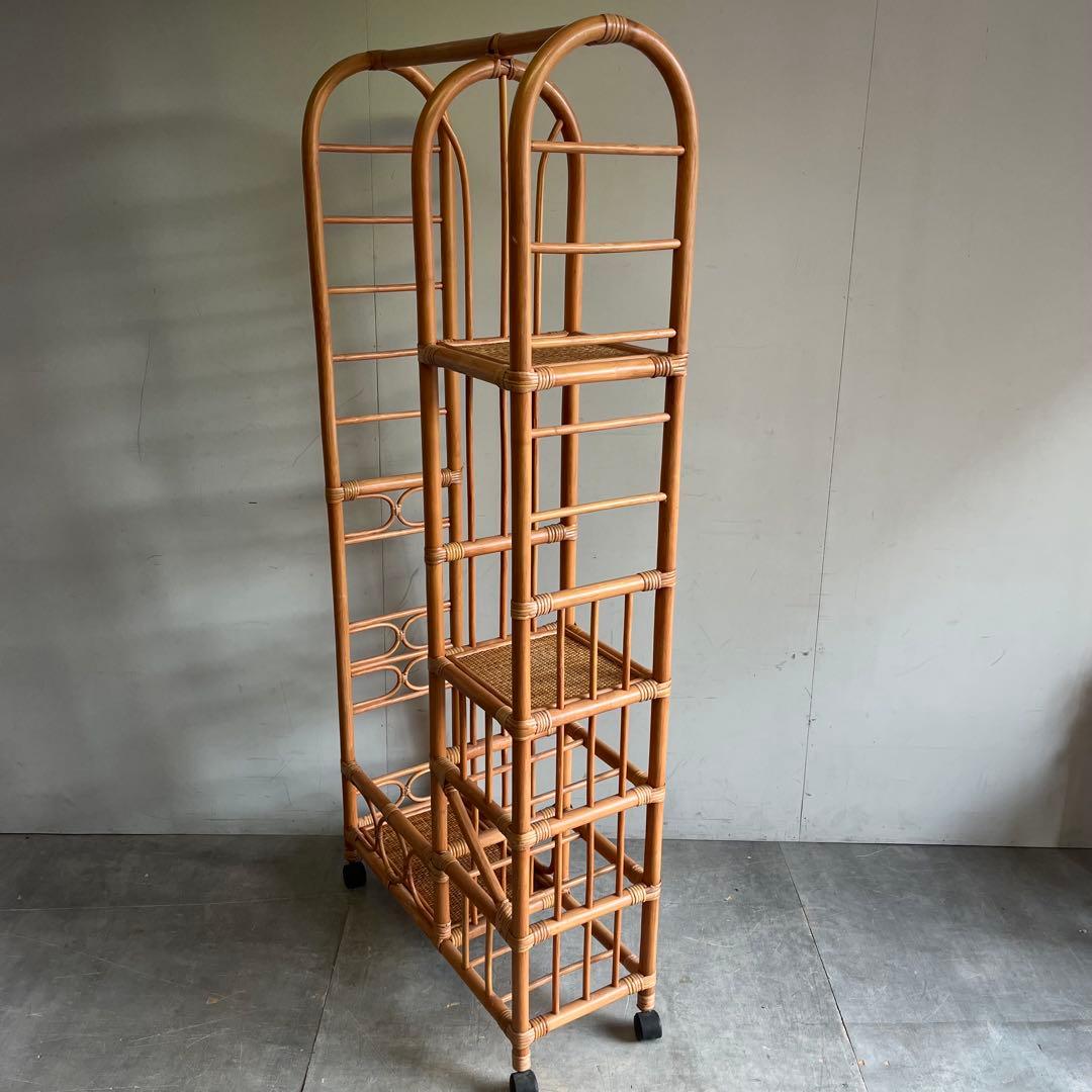 ヴィンテージ ラタン 籐 アーチ型 ハンガー ラック 昭和レトロ