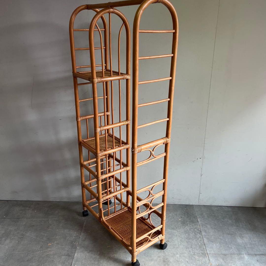 ヴィンテージ ラタン 籐 アーチ型 ハンガー ラック 昭和レトロ