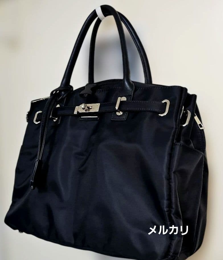 金具付き ナイロン 4way A4 PC収納 キャリーオンバッグ ブラック