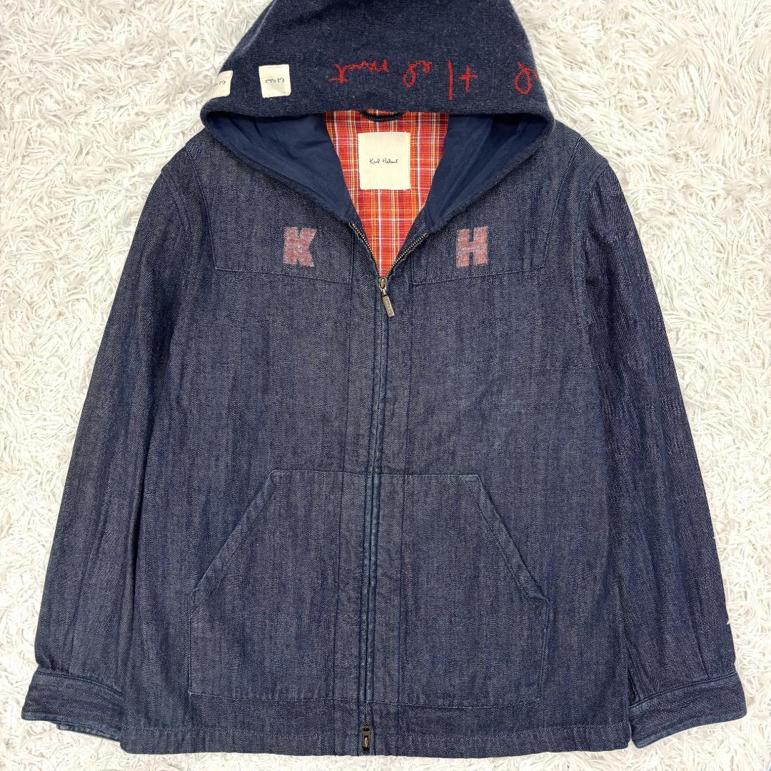 ☆希少☆ カールヘルム　デニムジャケット　L　ニットフード　ロゴ刺繍入り