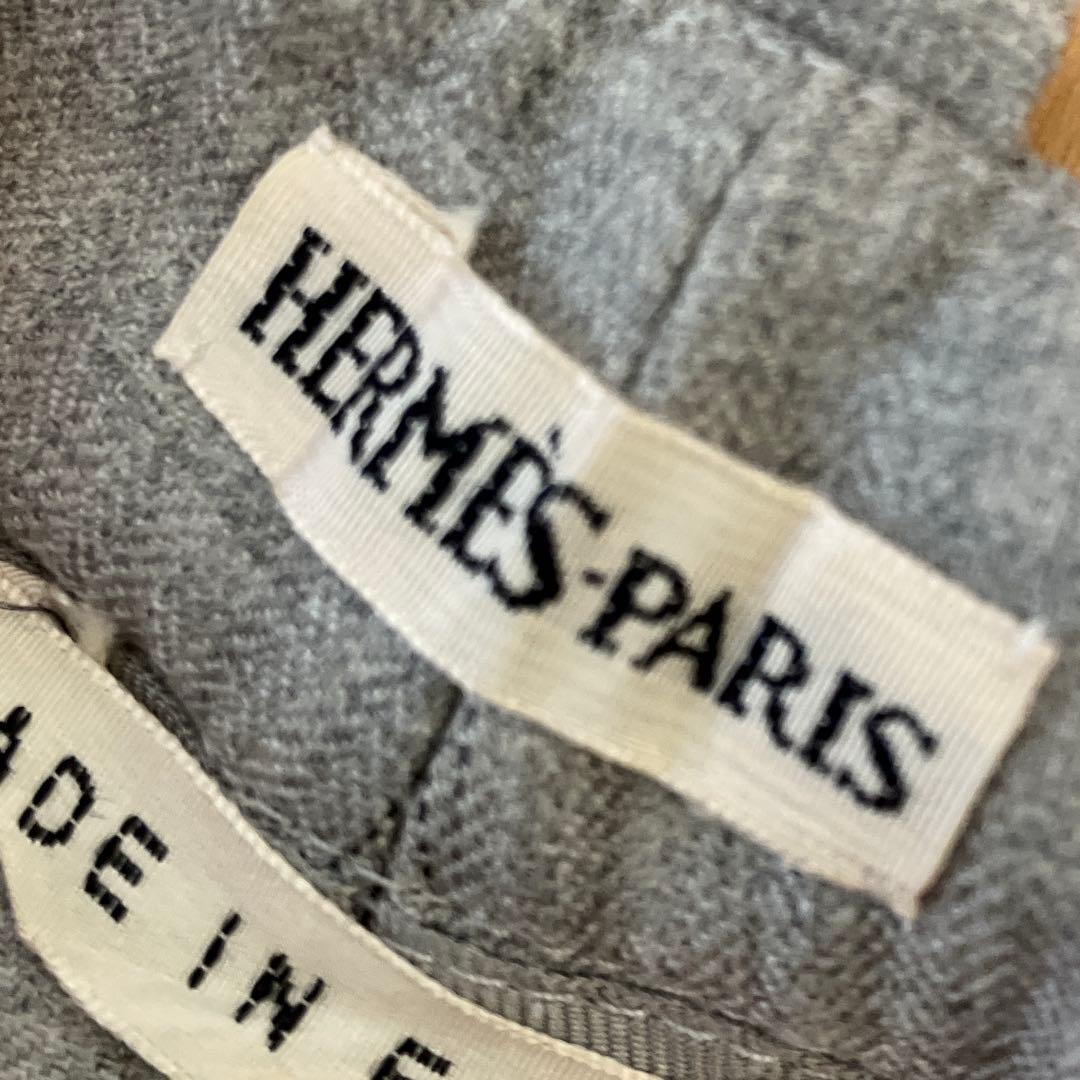 エルメス　マルジェラ期　カシミア100% グレー チェック柄 パンツ