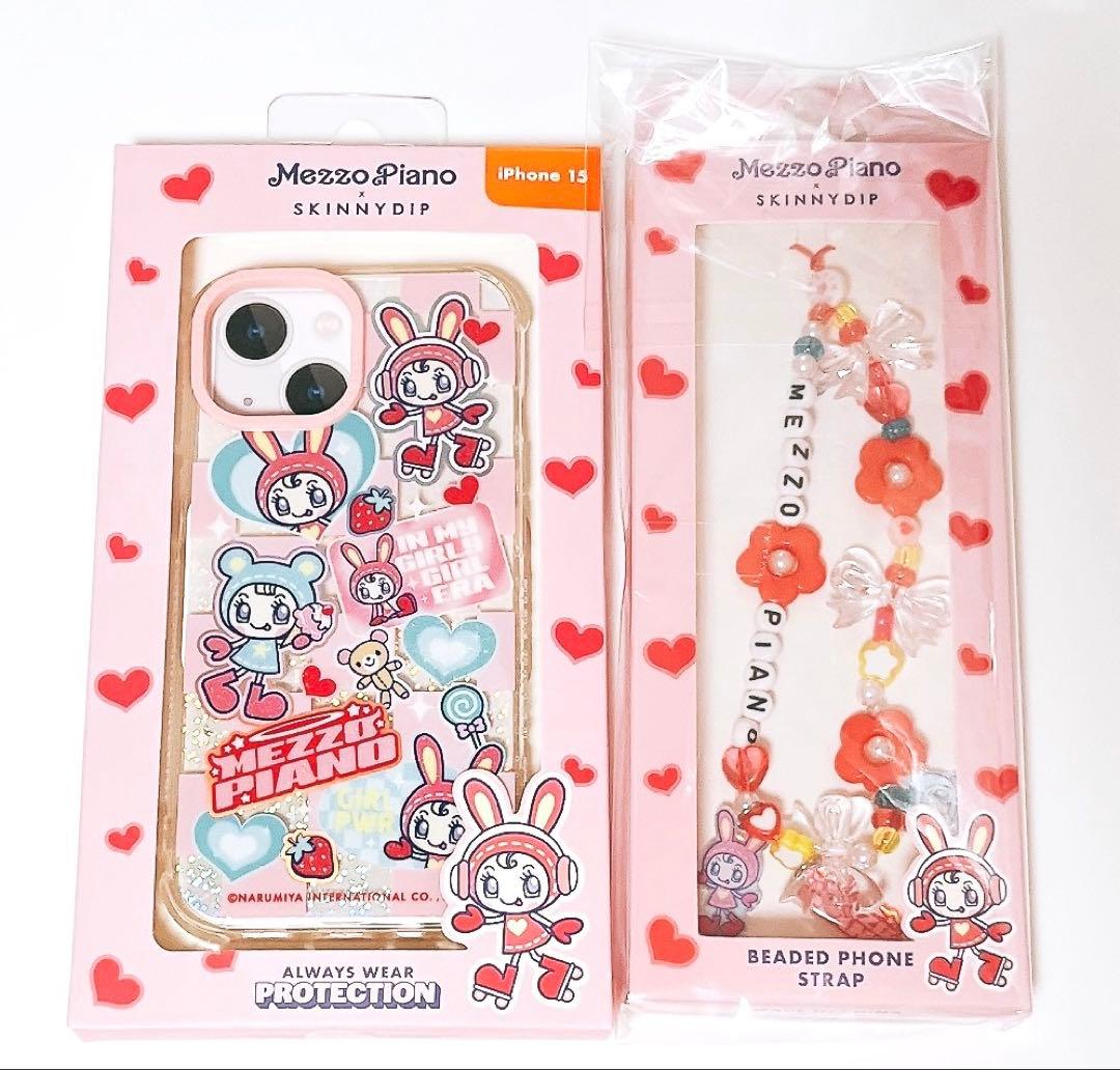 SKINNYDIP メゾピアノ　iPhone15ケース　ストラップ