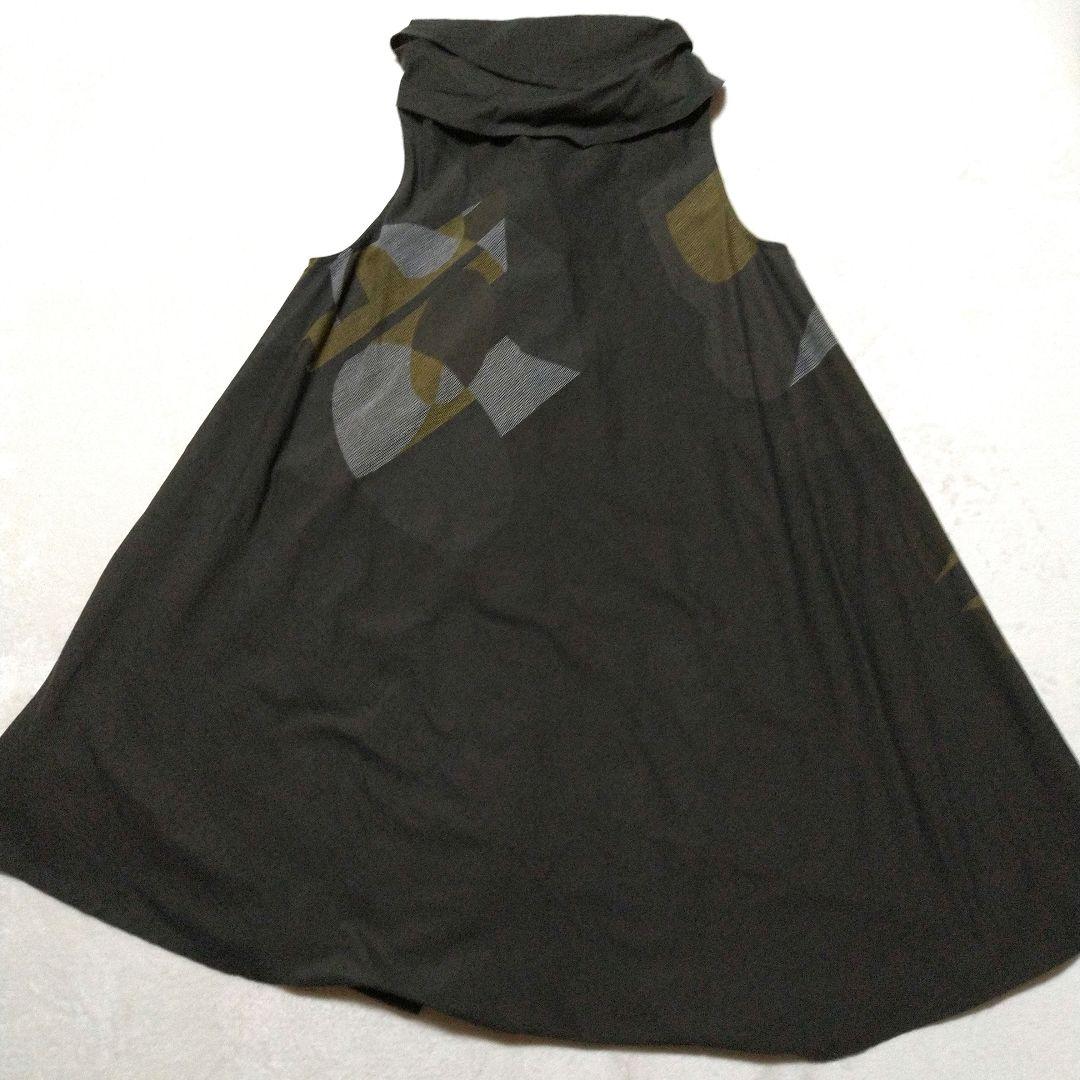美品　慈雨 ロングベスト　ジレ　チュニック　カーキ系　センソユニコ　L