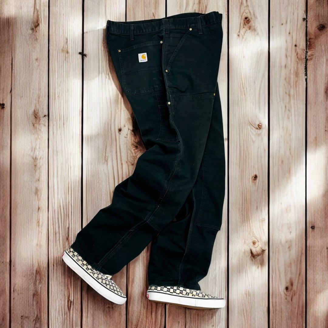 00s Carhartt ブラック ダブルニー ワーク カーゴ ペインターパンツ