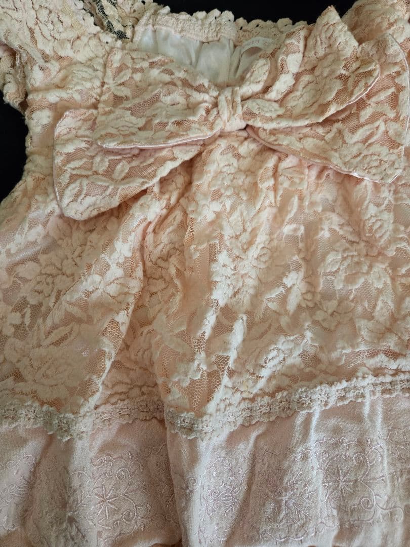 【希少】lizlisa ピンク レース 半袖ワンピース リボン付き