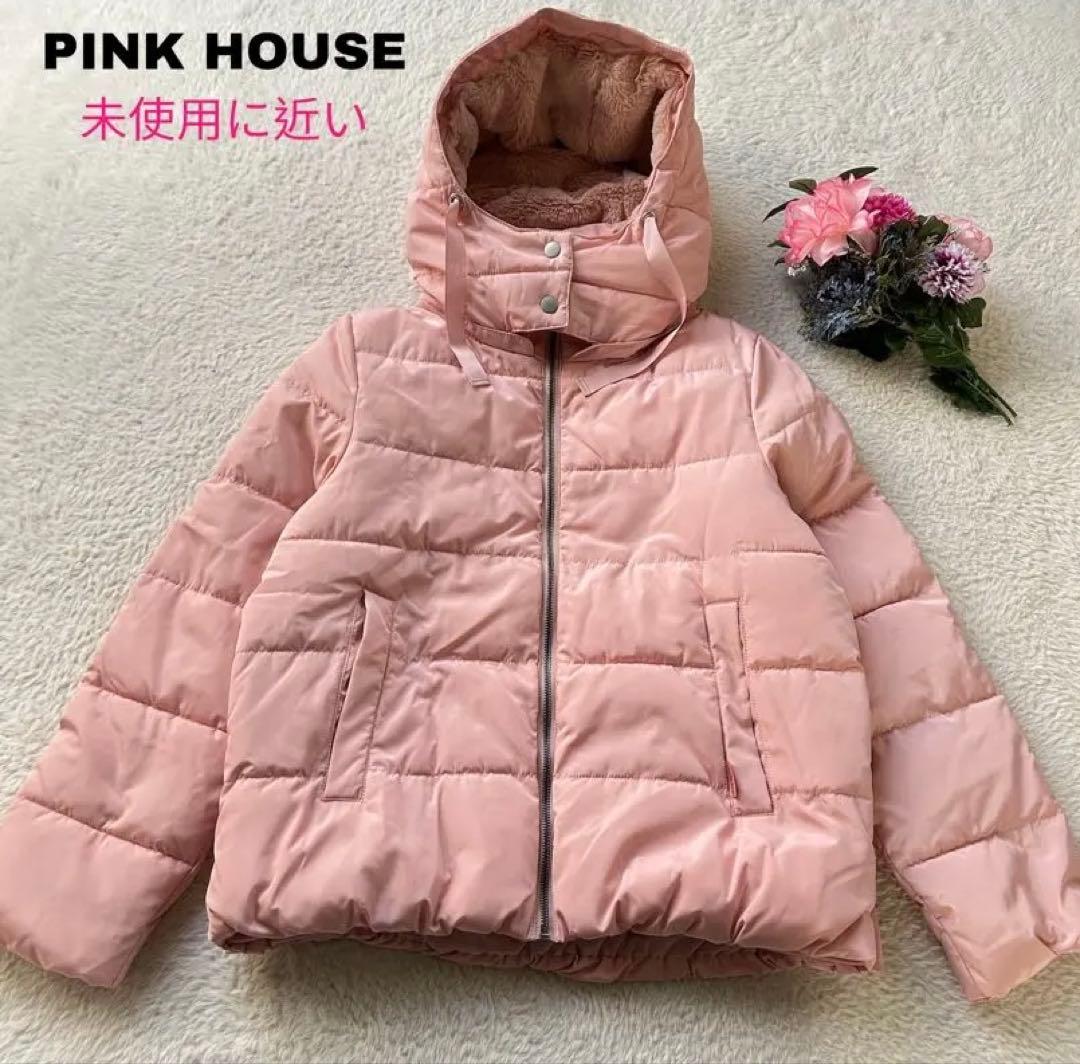 【極美品】ピンクハウス 現行 中綿ジャケット ブルゾン ロゴ フェイクファー