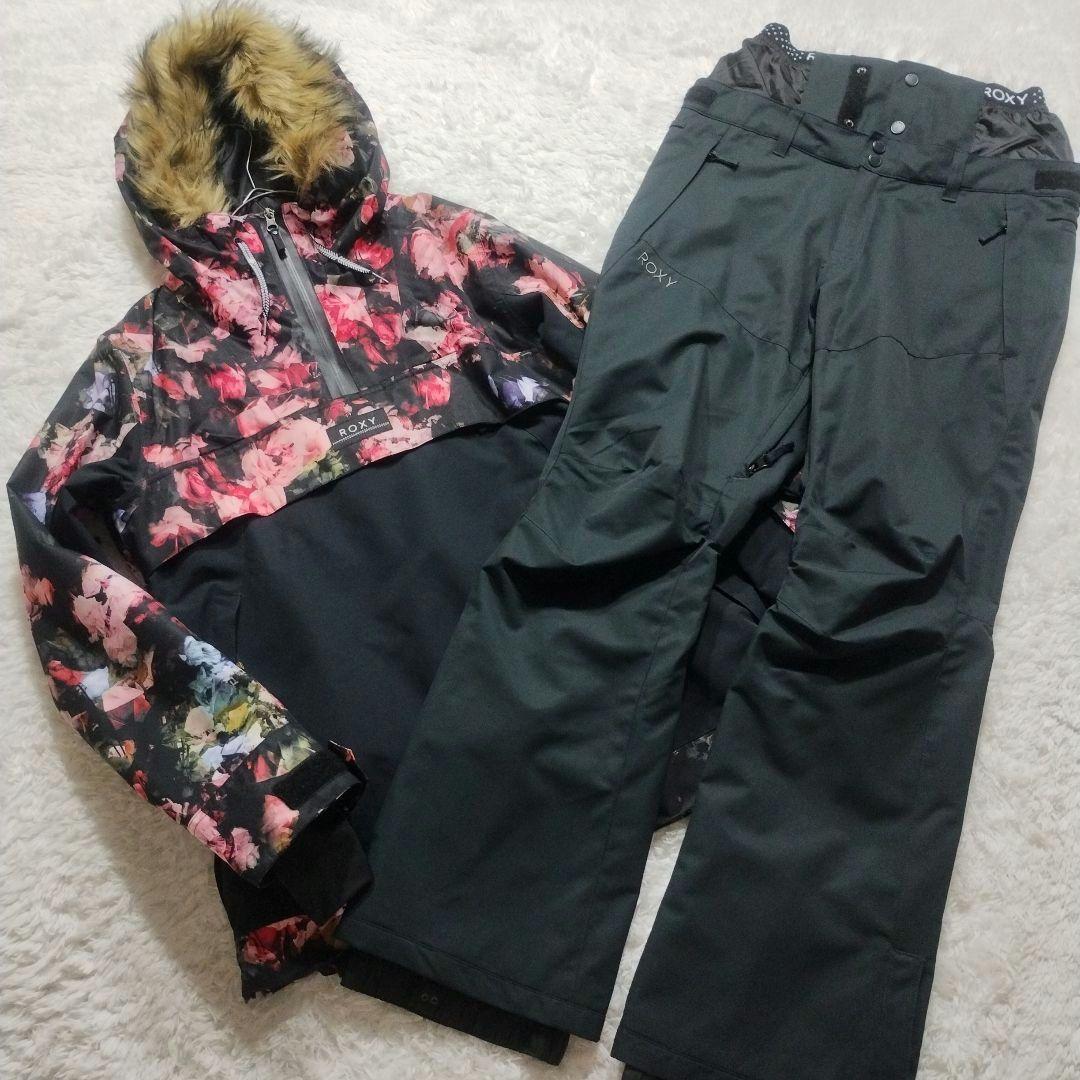 【未使用級】ROXY　スノーボードウェア　スキー　薔薇　ウィンタースポーツ　黒