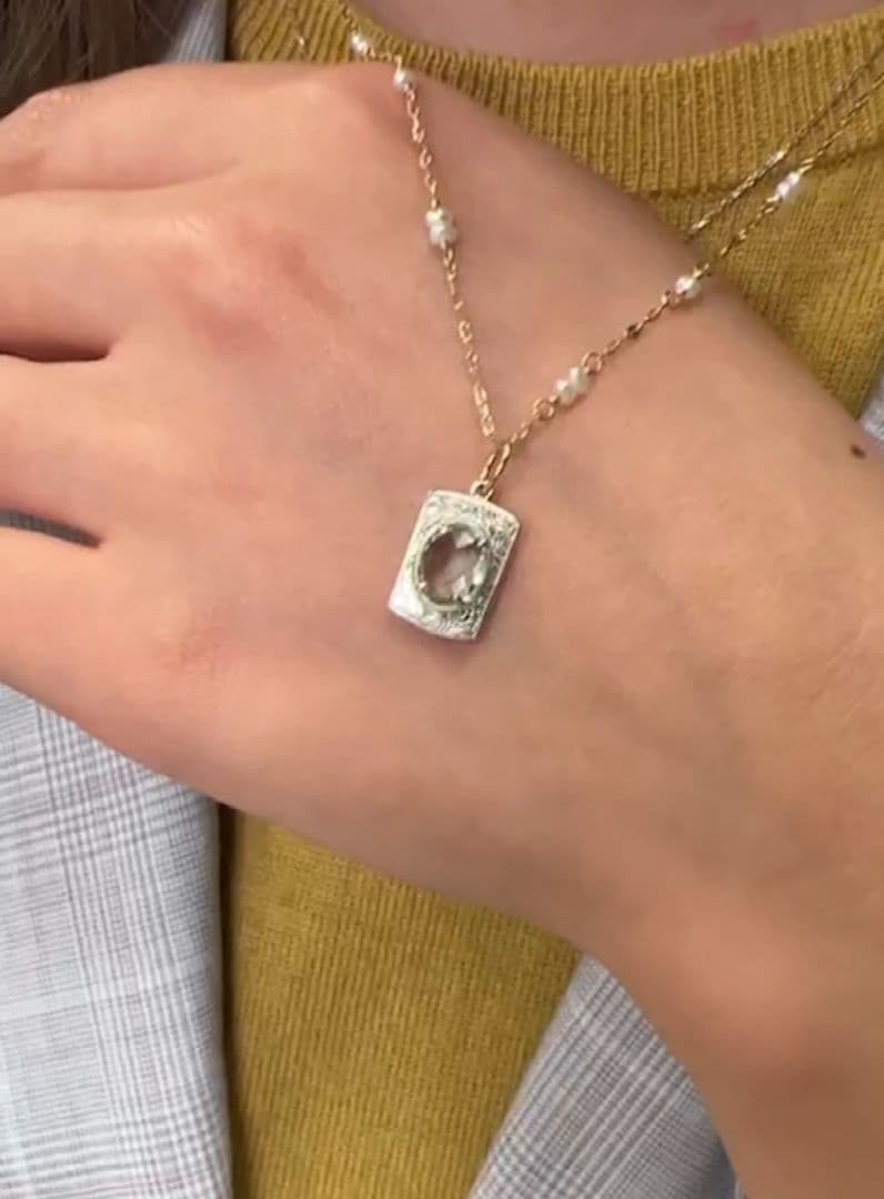 アガット agete グリーンクォーツ×シルバー チャーム K10 ネックレス