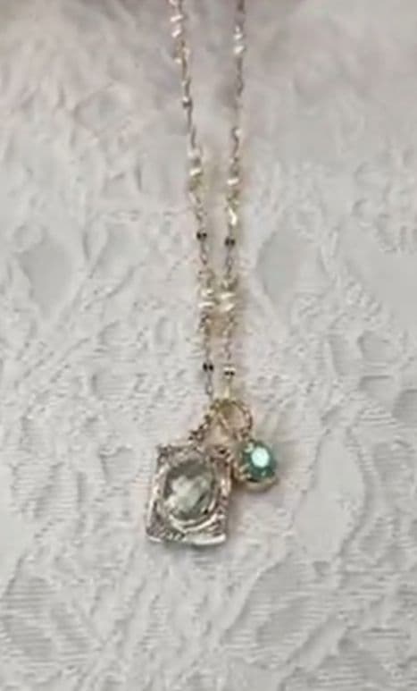 アガット agete グリーンクォーツ×シルバー チャーム K10 ネックレス