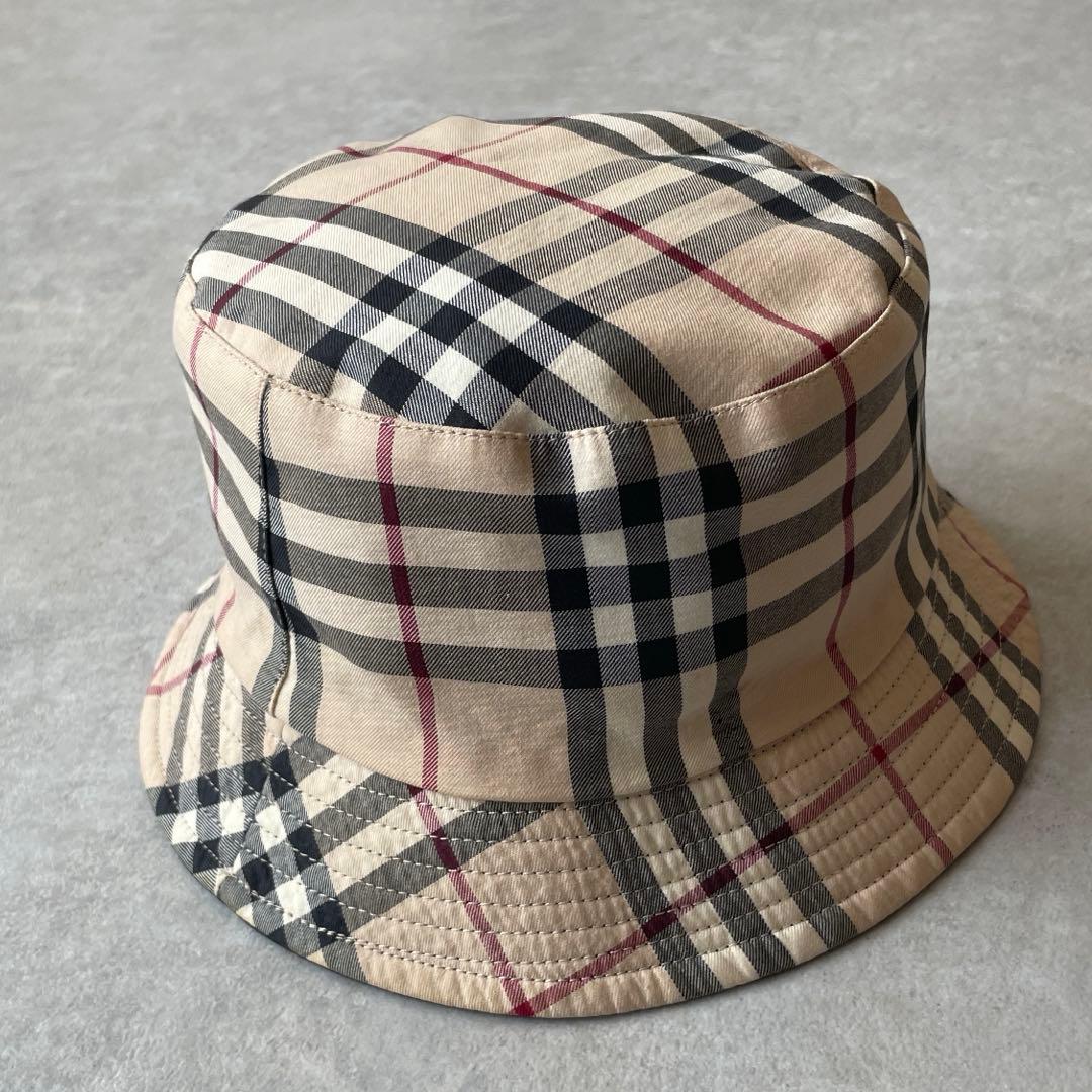 美品 バーバリー リバーシブル ノバチェック ブラック バケットハット
