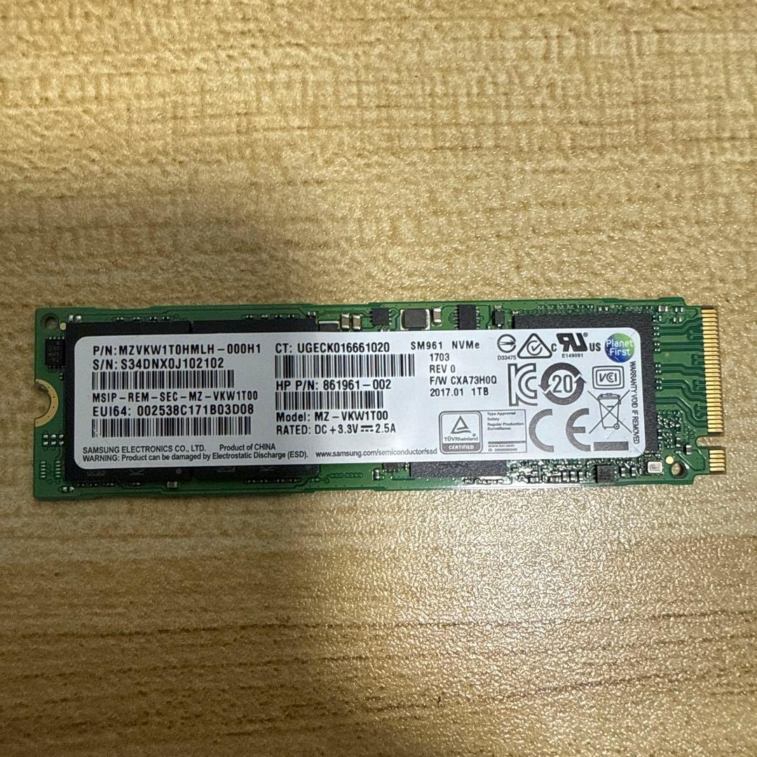 内蔵型SSD Samsung MZVKW1T0HMMLH-000H1 1TB SSD