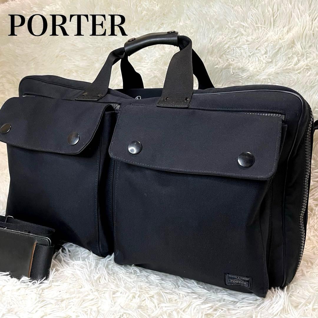 【美品】PORTER アングル ダッフルバッグ 2way 大容量 ブラック