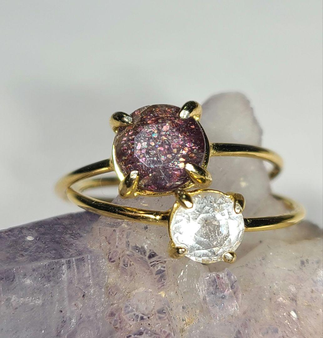 わっふる★フェナカイト、アイオライトサンストーン★リング