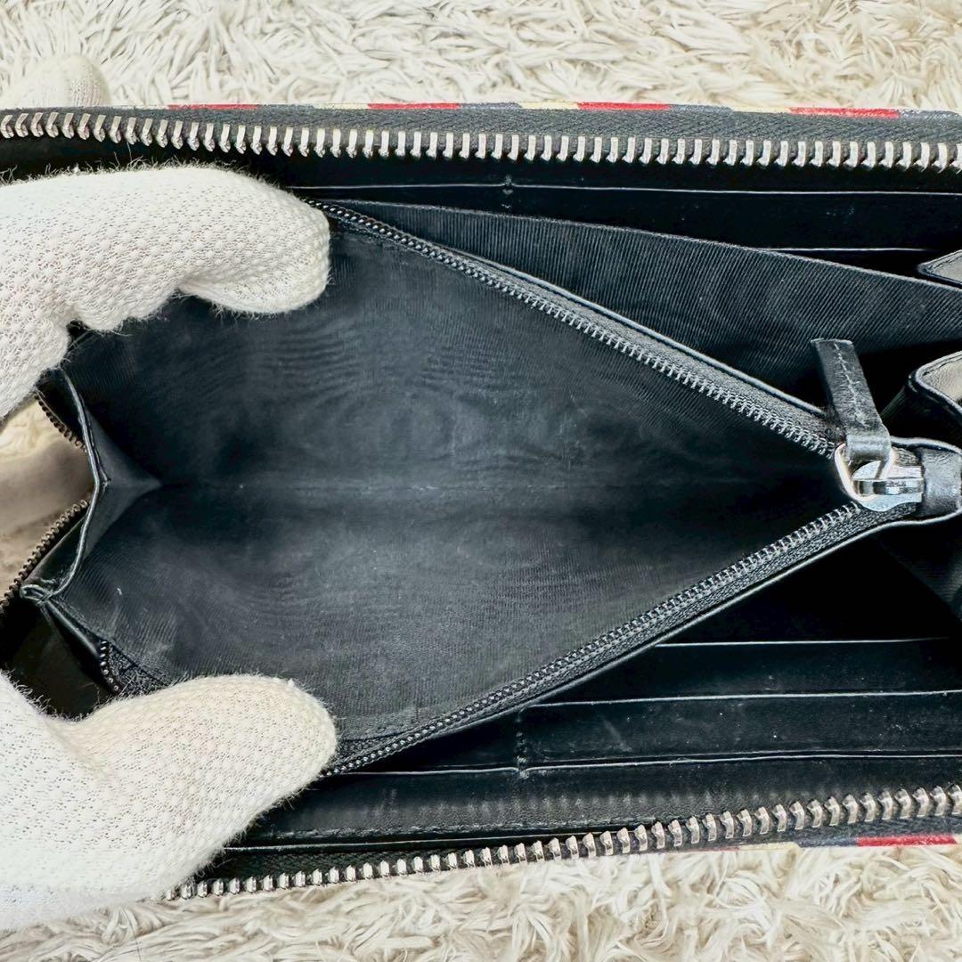 【美品】グッチ 長財布 ラウンドファスナー ブラック スプリーム UFO