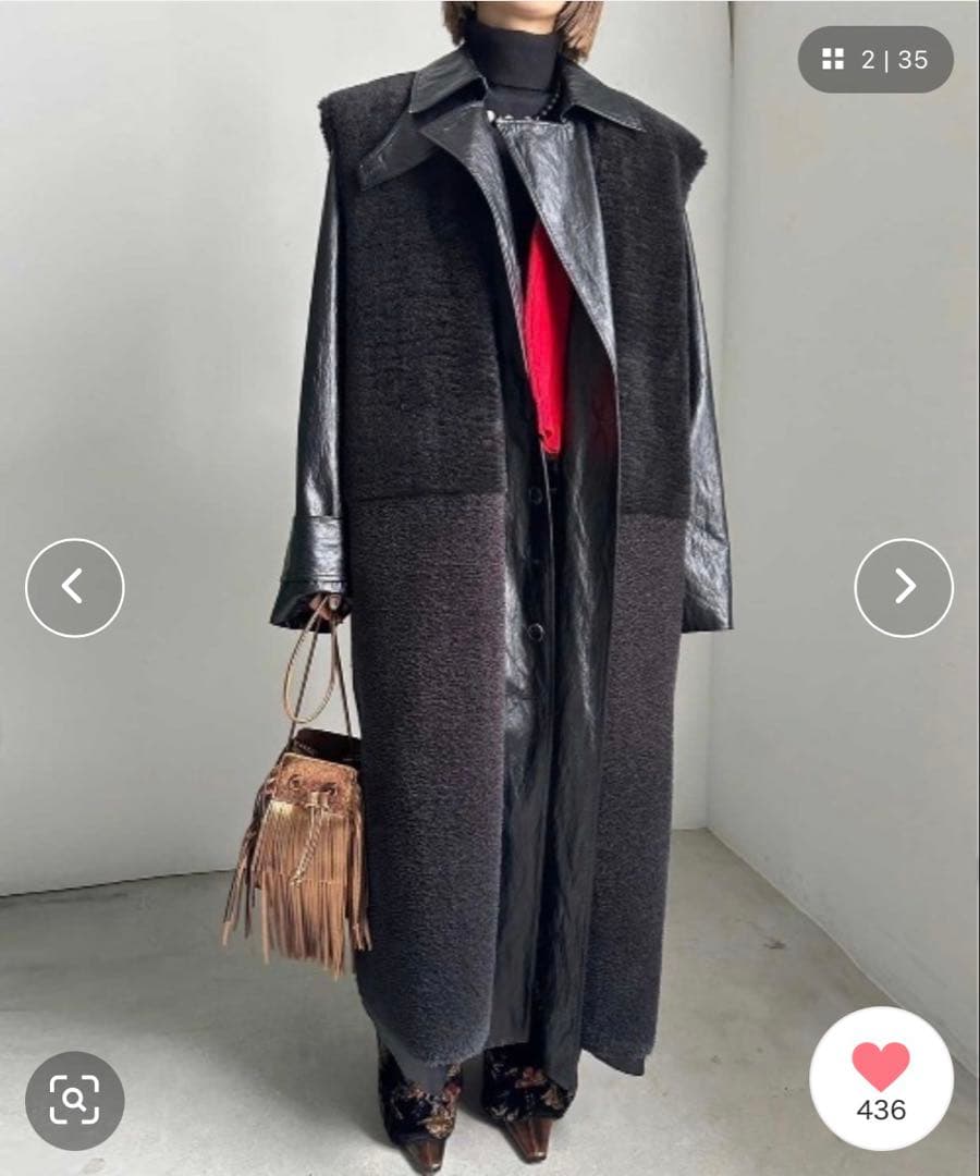 トップス AMERI FABRIC BLOCKING LONG BOA VEST