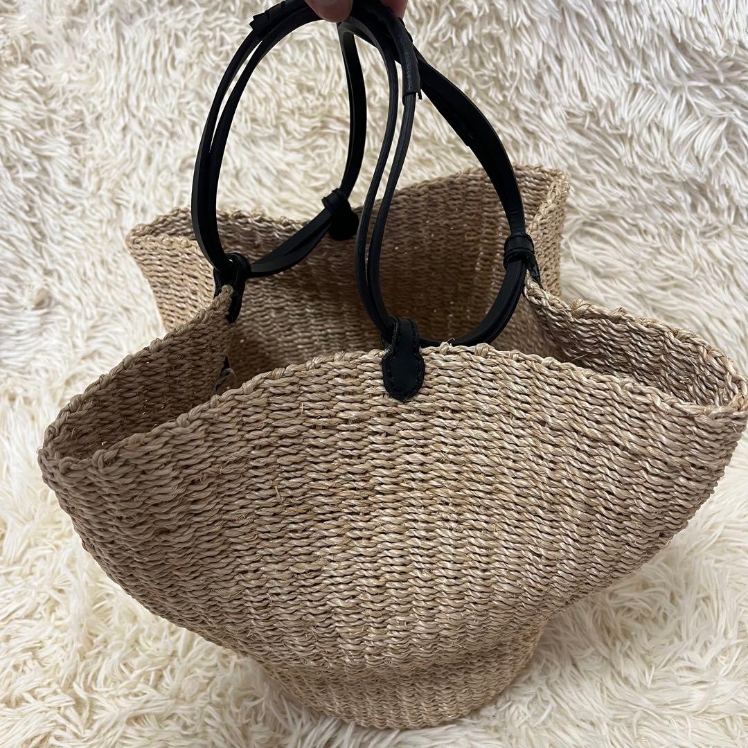 【新品未使用】oddsオッズ　ストロー素材 フラワー型かごバッグ 中型