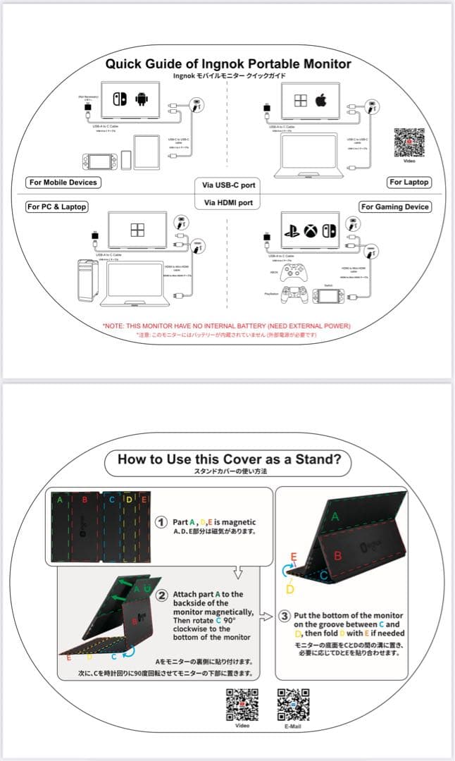 【2台セット】Ingknok 18.5インチ ポータブルモニターモバイルモニター