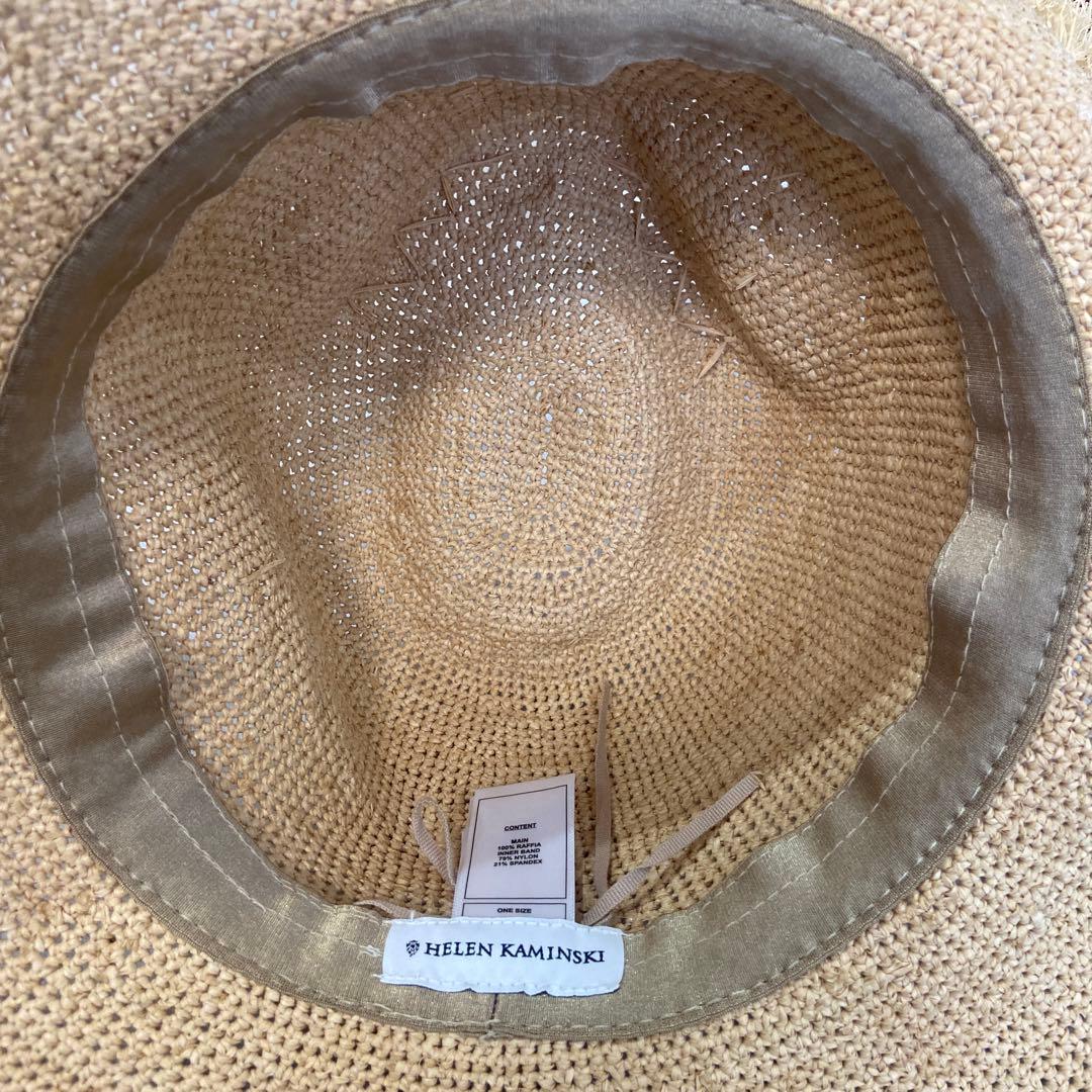 ヘレンカミンスキー　ラフィア　ハット　 フリンジ付きベージュ麦わら帽子